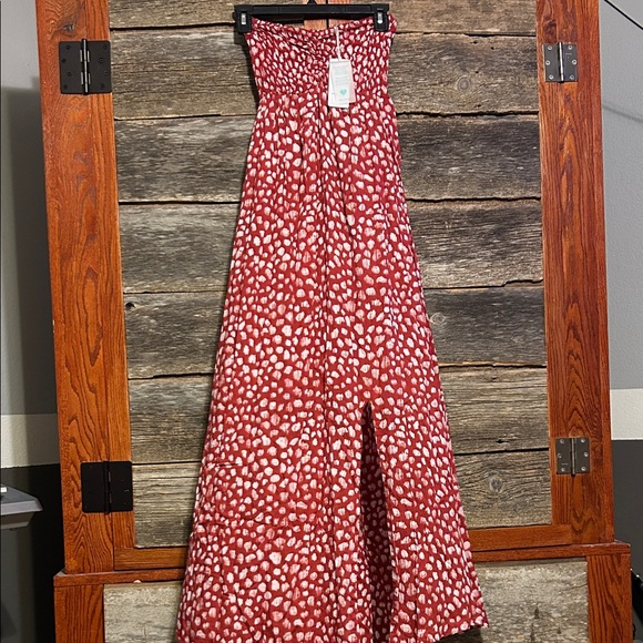 Tiare Hawaii Dresses & Skirts - Tiare Hawaii Red and White Polka Dot Maxi Dress Size S NWT Slit